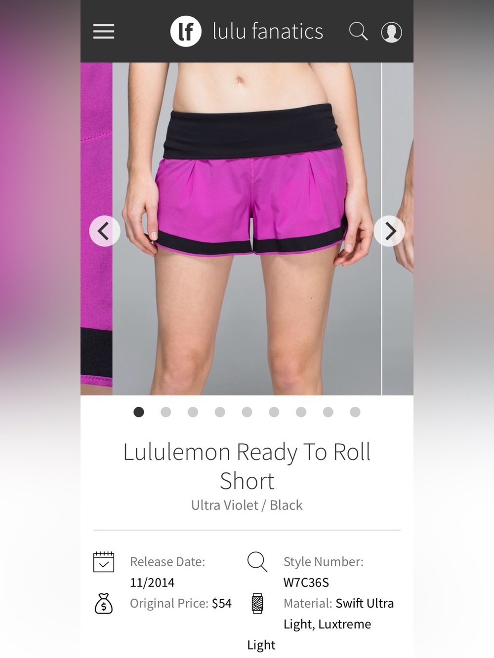 lululemon athletica Ultra Violet and Black Athletic Shorts
